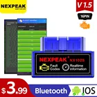 Диагностический сканер NEXPEAK NX102S ELM327 V1.5 OBD2, компактный автомобильный диагностический прибор с поддержкой Bluetooth, для IOS, Android