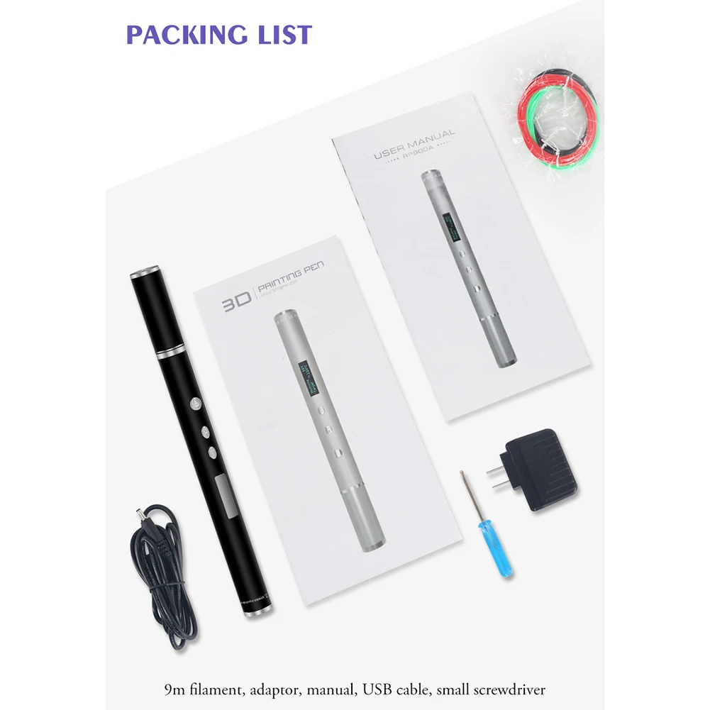 

RP900A Professional 3D Printer Pen Kit 1.75mm ABS/PLA Filament Printing 3D Drawing Pens with OLED Display for Kids birthday gift