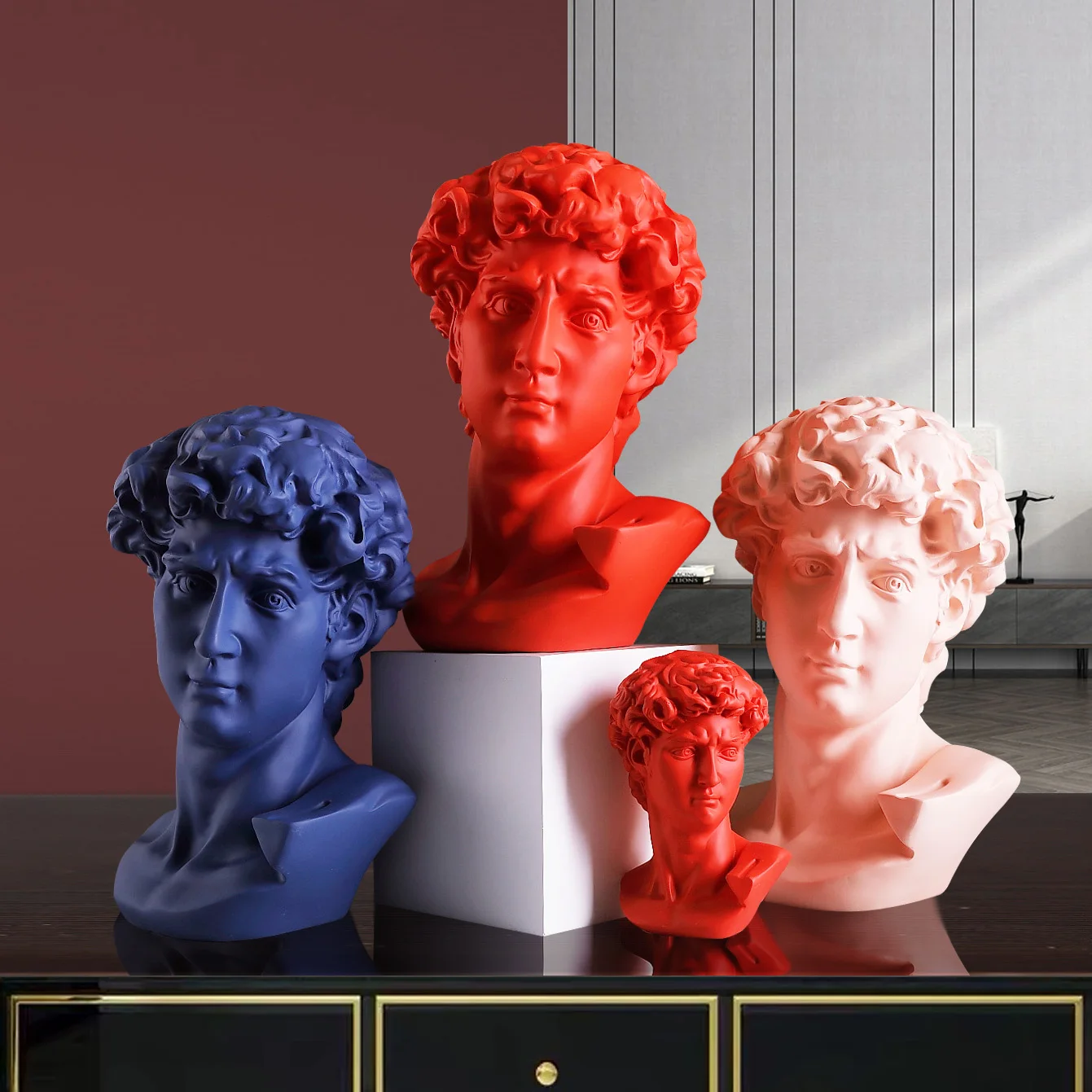 

Nordic David Head Portraits Arts Sculpture Michelangelo Buonarroti Figurine Resin Craft Creative Decorations For Home R3873