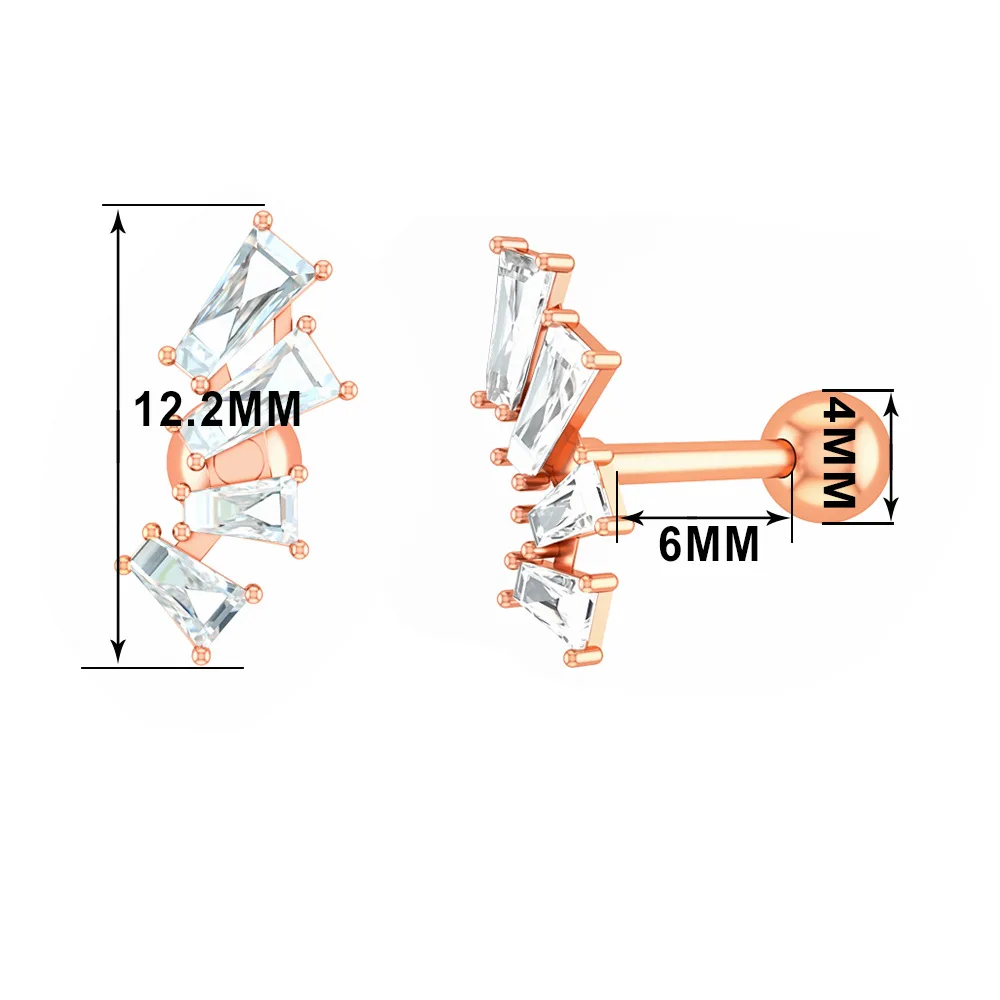 Серьги гвоздики для пирсинга на хрящевой основе завитка ушной раковины козелка