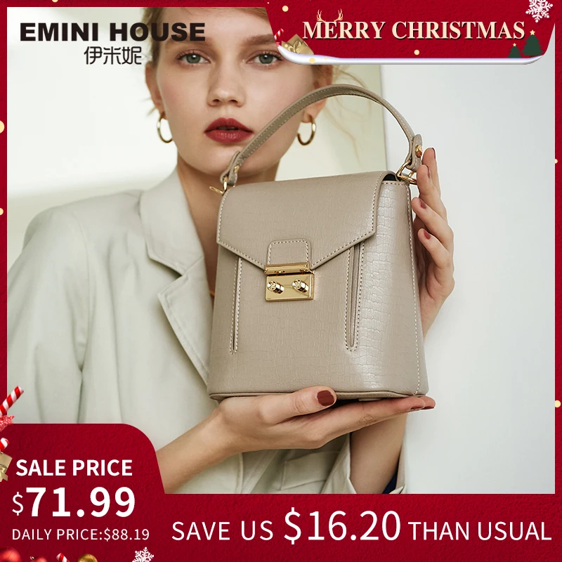 Сумка ведро с навесным замком EMINI HOUSE сумки через плечо для женщин сумка из спилка