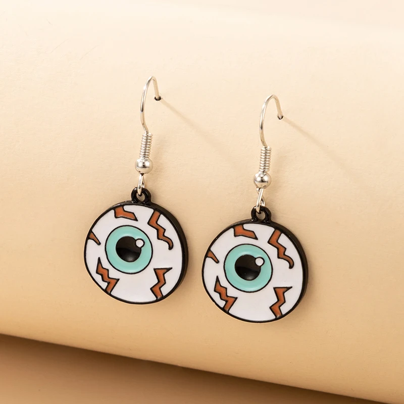 

HuaTang Creative Eyes Drop Earring for Women Cartoon Geometry Colorful Drop Oil Alloy Earrings Halloween Party Jewelry 19962