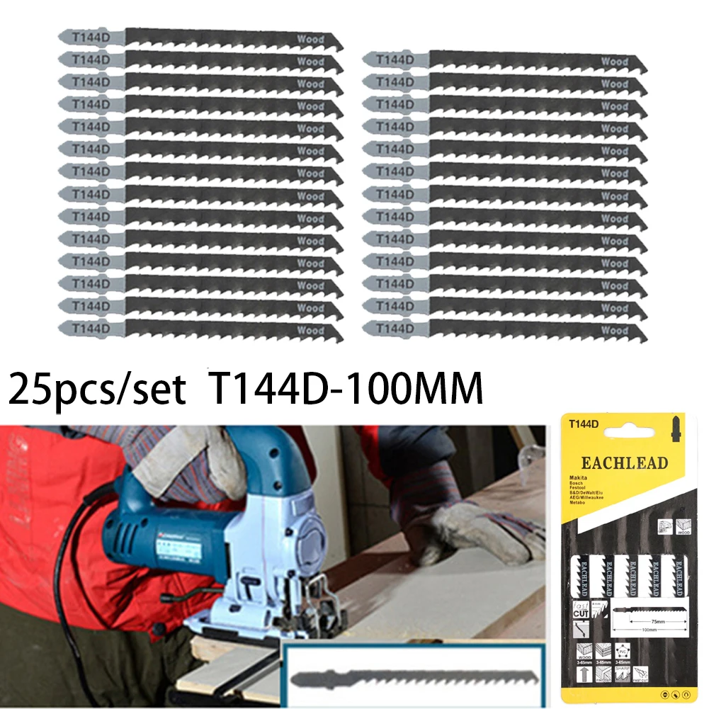 

25PCS T144D 100mm High Carbon Steel Jig Saw Set Fast-Cutting Reciprocating Jigsaw Blade For Wood Board Plastic Cutting