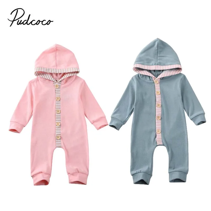 Весна Осень 2020 Одежда для малышей Комбинезон с капюшоном новорожденных девочек и