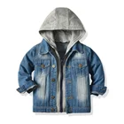 Верхняя одежда, осень-зима 2021, верхняя одежда унисекс для маленьких мальчиков и девочек, джинсовая куртка с длинным рукавом и капюшоном на молнии и пальто, повседневная одежда