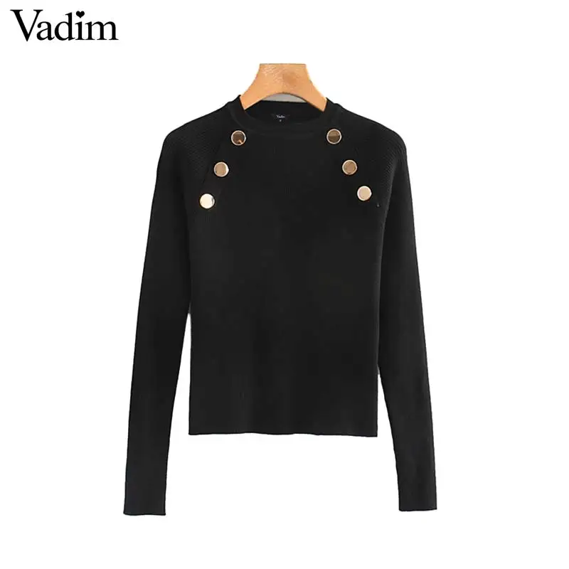 Женское элегантное платье vadim с декоративной пуговицей Вязаные свитеры Длинные