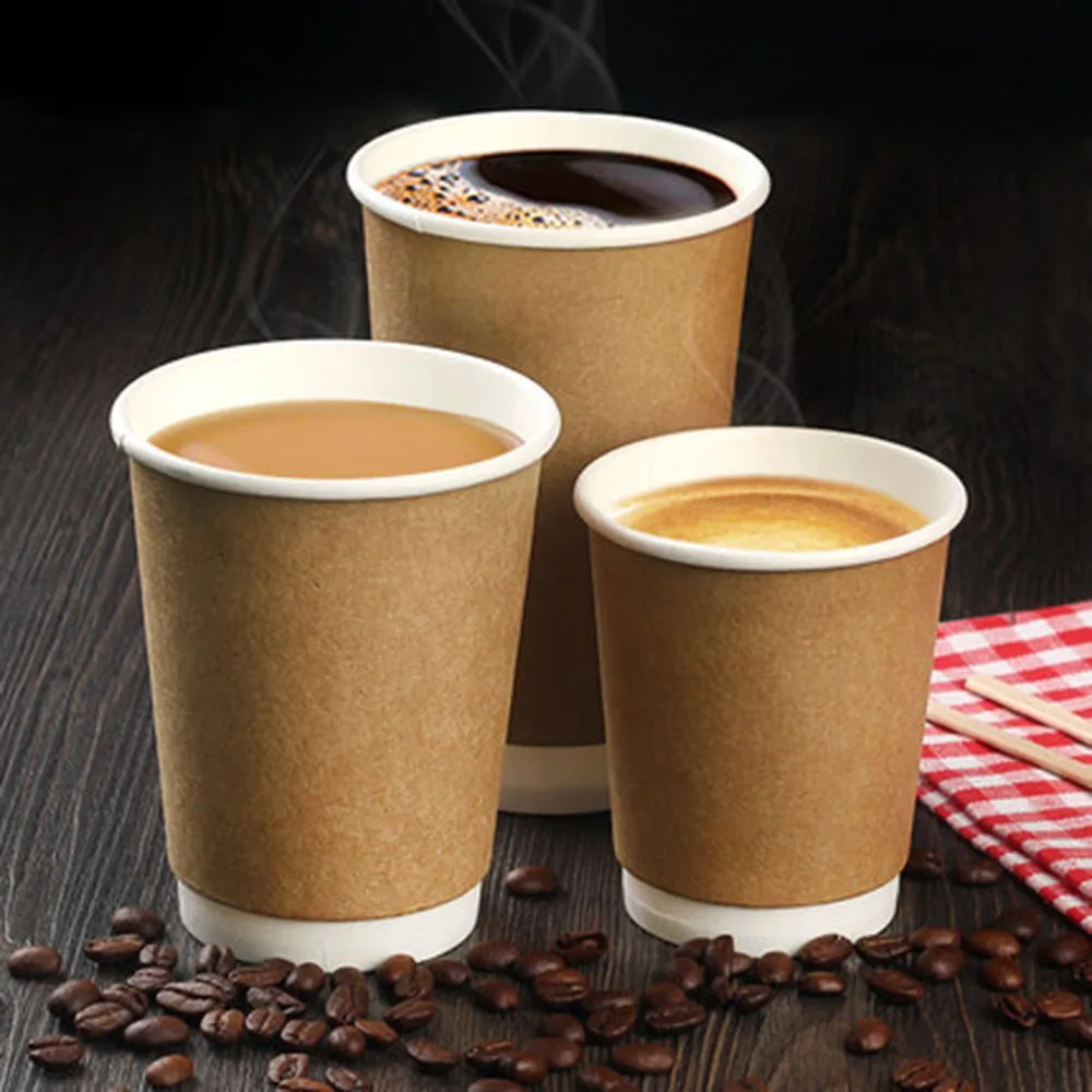 

10pcs 300ml/400ml Double Kraft Paper Cups Disposable Coffee Tea Milk Cup Drinking Accessories Party Supplies Accept Customize
