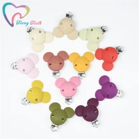 50pcs mouse silicone teether clips round bear star diy baby pacifier dummy chain holder soother nursing jewelry toy paci clips