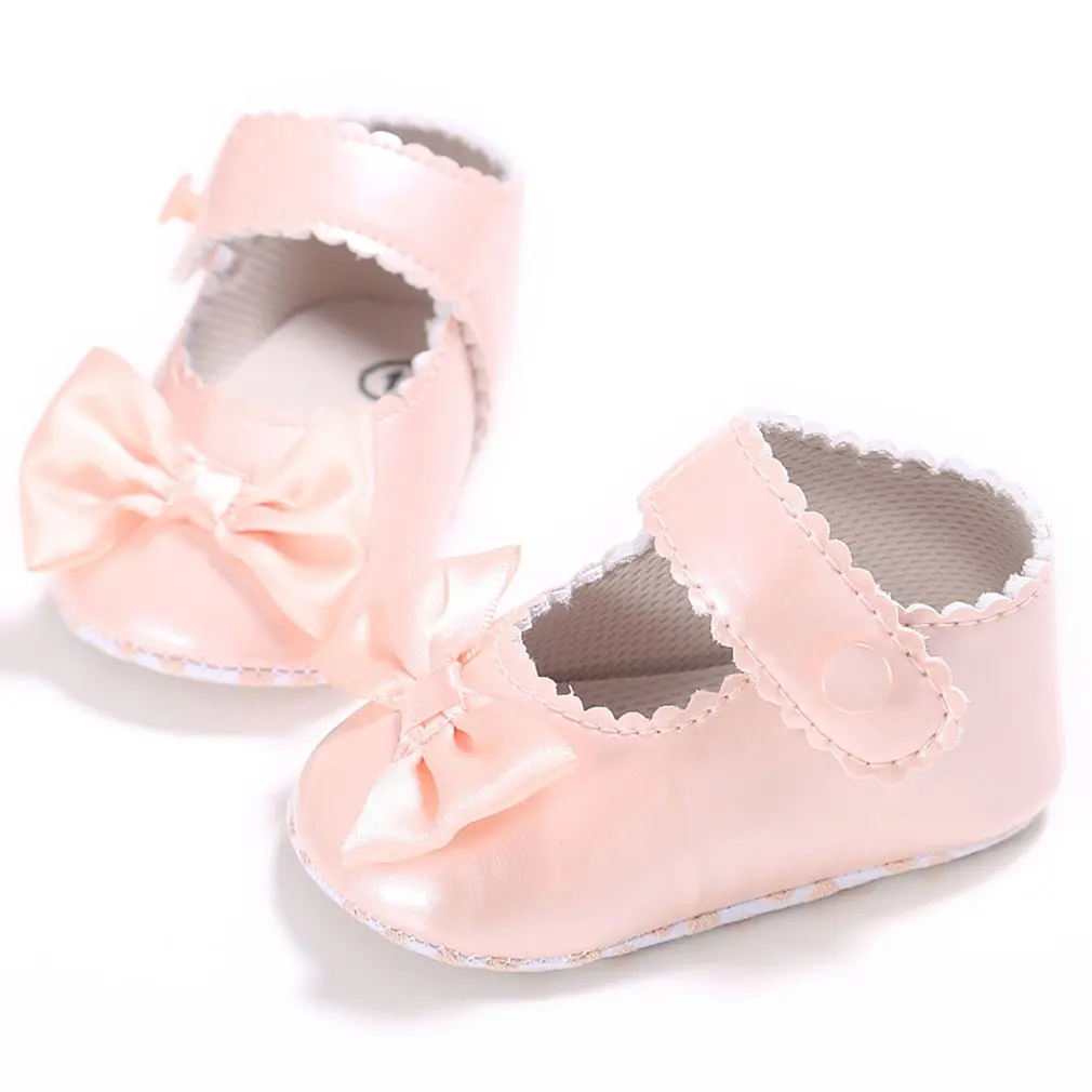 

OUTAD Infant Baby Shoes Girls Moccasin PU Leather Princess Mary Jane Shoes Soft Sole Bowknot Toddler Shoes First Walkers New