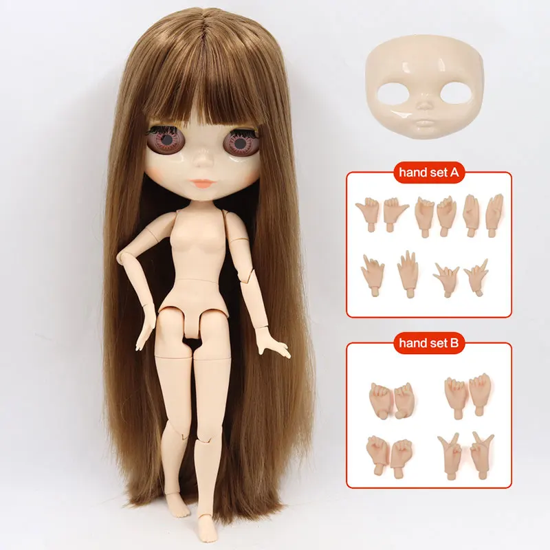 doll hand AB shell ICY Blyth кукла Обнаженная тела 30 см игрушки BJD белое блестящее лицо с дополнительными руками AB и Лицевая панель 1/6 DIY модные куклы подарок для девочки - Цвет: doll hand AB shell