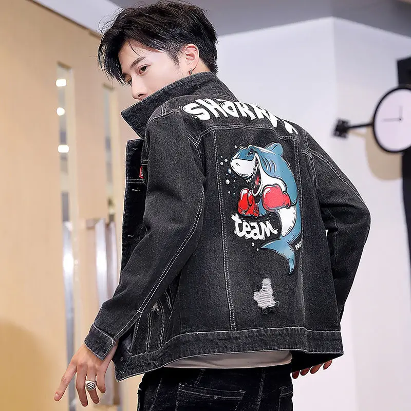 Мужские джинсовые куртки новые с буквенным принтом пальто высокого качества