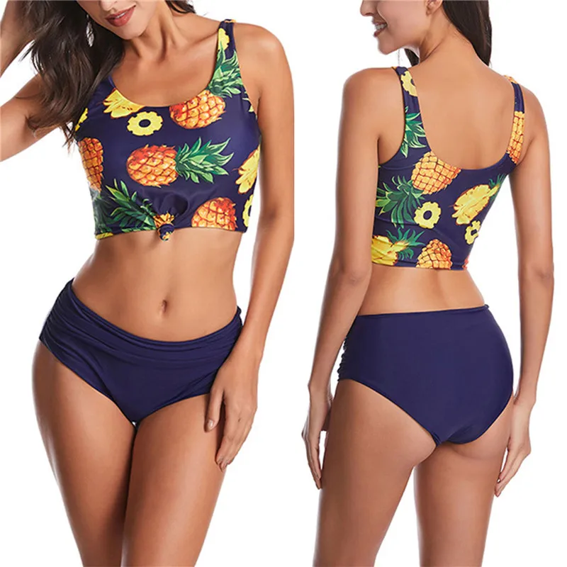 Ванный комплект Для женщин 2 шт купальный костюм с рисунком ананаса топы + штанов