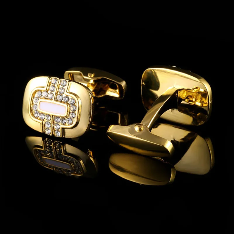 

Новые Стильные Золотые капельные глянцевые французские запонки мужские аксессуары для рубашек манжеты для делового костюма мужские ювели...