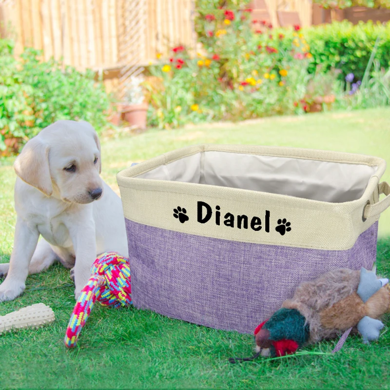 

Foldable Dog Toy Storage Basket,High Quality Cotton Linen Dog Toys Organzier,Large Pet Storage Bins/Box,Dog Accessories/Supplies