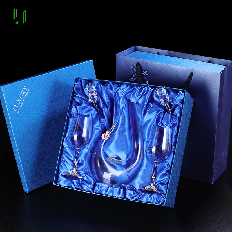 

Creative Enamel Color Crystal Red Wine Glass Decanter Set Goblet Wedding Glasses Champagne Whiskey Cup lead-free crystal glass