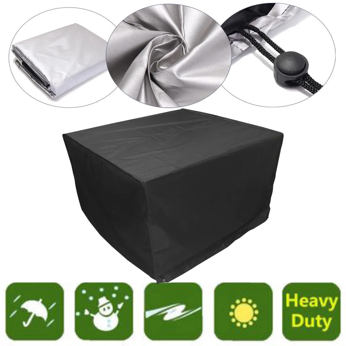 

Set Furniture cover Waterproof Black 120x120x74cm Rainproof Snow Frost