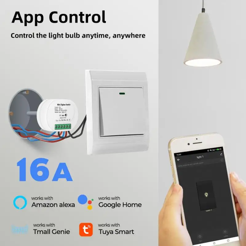 Умный выключатель Tuya Mini Zigbee хаб с двумя каналами 16 А не требует нейтрального