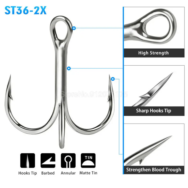 

2 Pcs/lot Super Strong Treble Hooks Sharp Fishing Tackle Fishhook Terminal Hook Bass Lure Holder Fly Tying Crank Set Saltwater