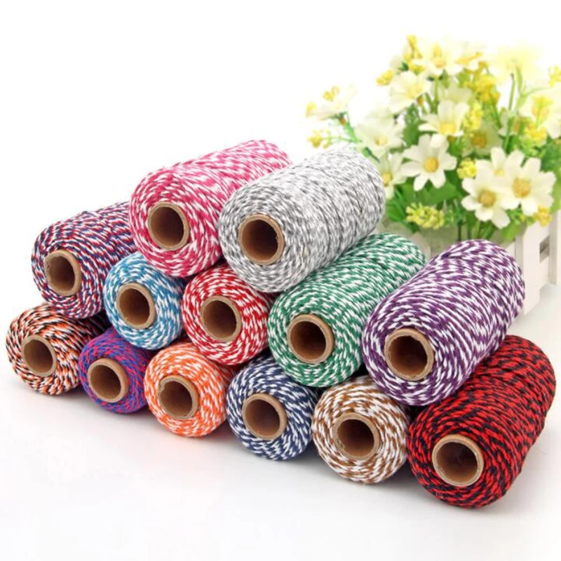 

2MM 100 Meters Two-color Cotton Rope DIY Hand-Woven Cords Decoration Home Products