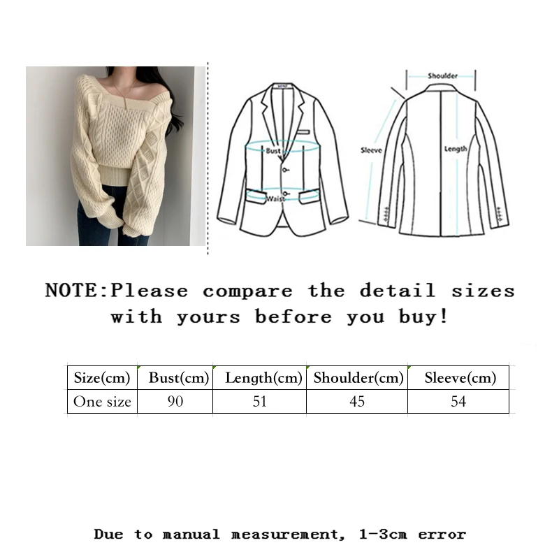 

Vangull Women Lantern Sleeve Sweater Autumn 2020 Square Collar Off-Shoulder Slimming Thick Knitted Elegant Retro Loose Pullover