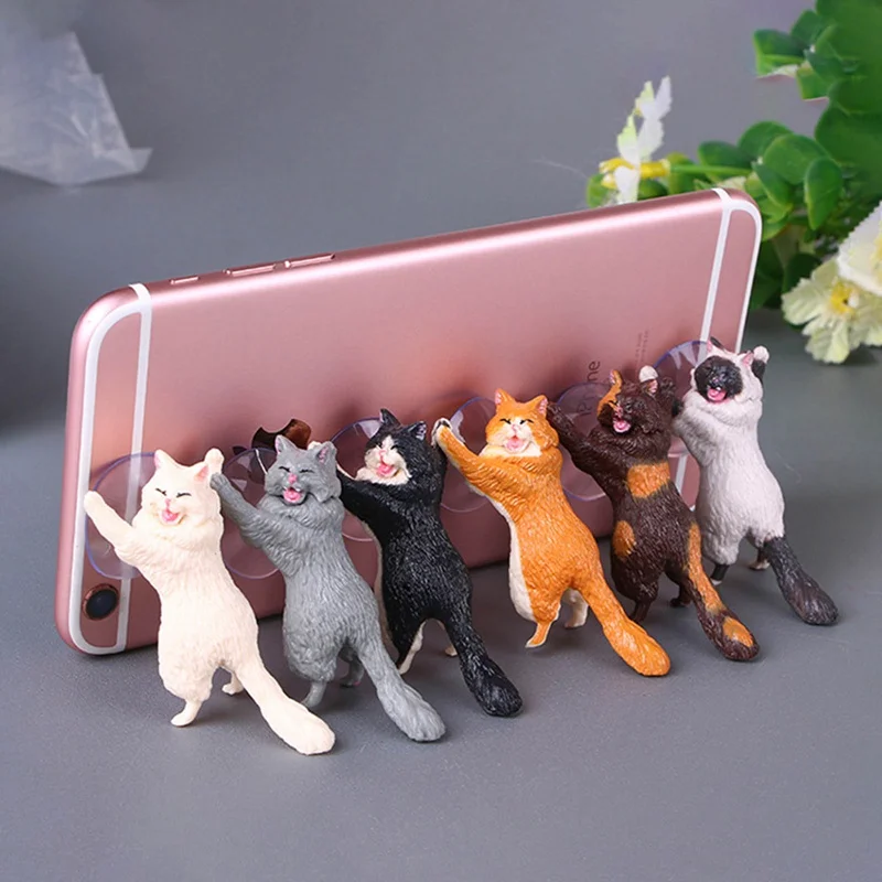 

New Cute Cat Desktop Stand Phone Holder Accessories For Mobile Phones PVC Smart Phone Bracket For iPhone Samsung Huawei Xiaomi