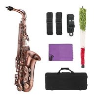 saxophone red antique e flat brass material with carrying case cleaning cloth brush sax strap mouthpiece