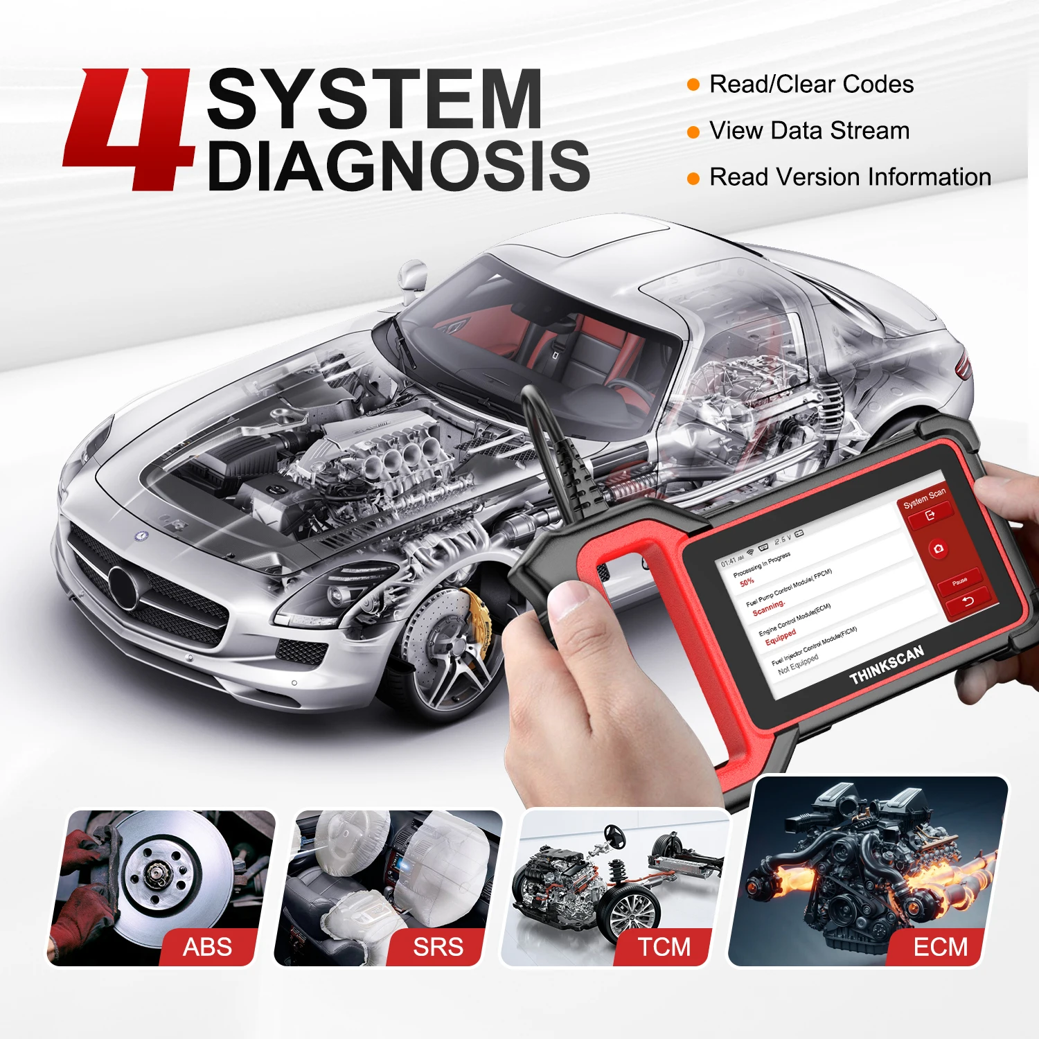 Автомобильный сканер THINKCAR Thinkscan Plus S5 OBD2 EOBD ABS подушка безопасности SRS трансмиссия