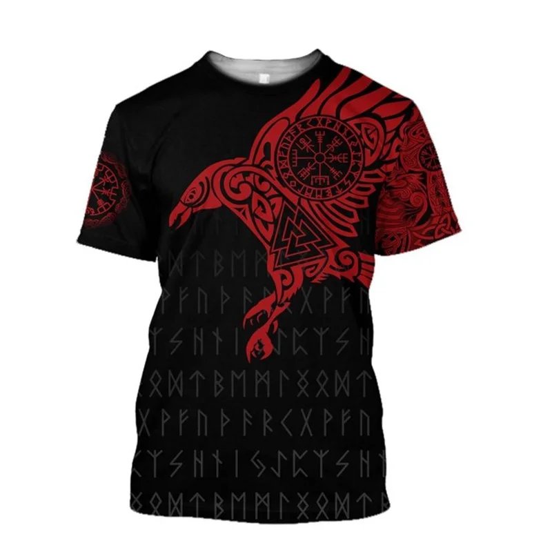 Мужская футболка с рисунком символ викингов odin Tattoo 3D модная рубашка в стиле