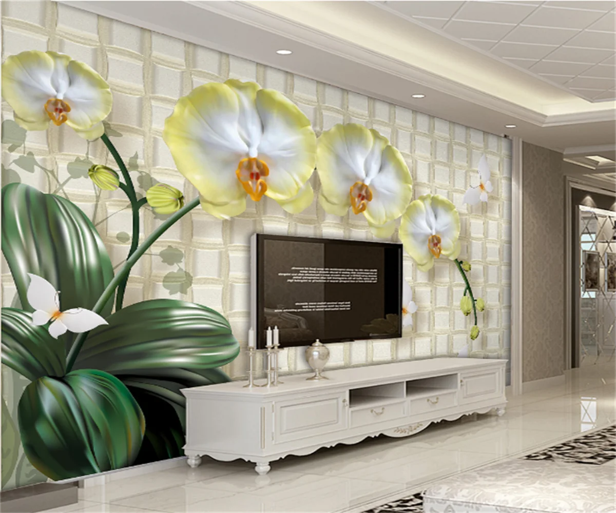 

New Chinese style 3D luxury soft bag flower jewelry living room bedroom hotel wall decoration painting custom self-adhesive wall