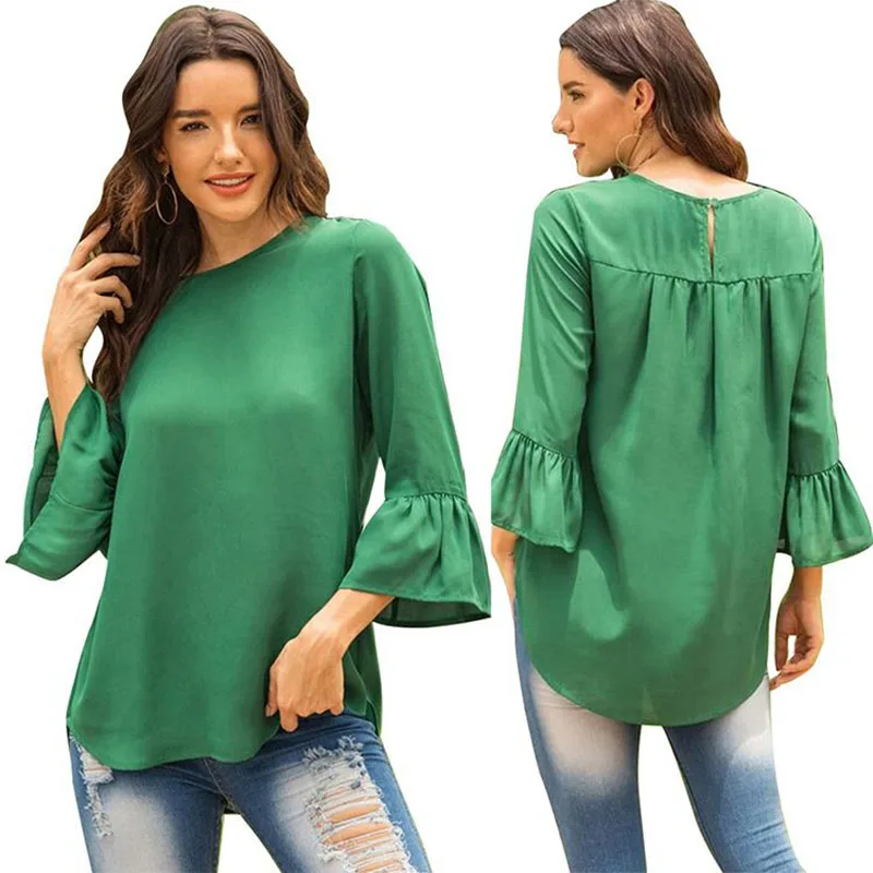 Новинка 2020 модная повседневная Однотонная футболка с круглым вырезом и