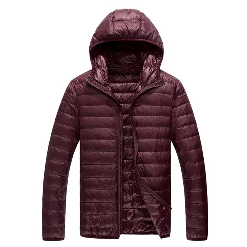 

New Warm Light Down Jacket Men's Fashion Hooded Coat Short Lightweight Youth Slim Fit Coat Down Jackets Padded Outwear Black