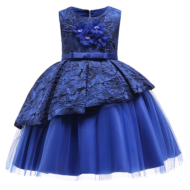 Formal Backless Dress Elegant Kids Dresses For Girls Clothing Layered Wedding Girl Dress Gown Wedding Party Princess Dress
