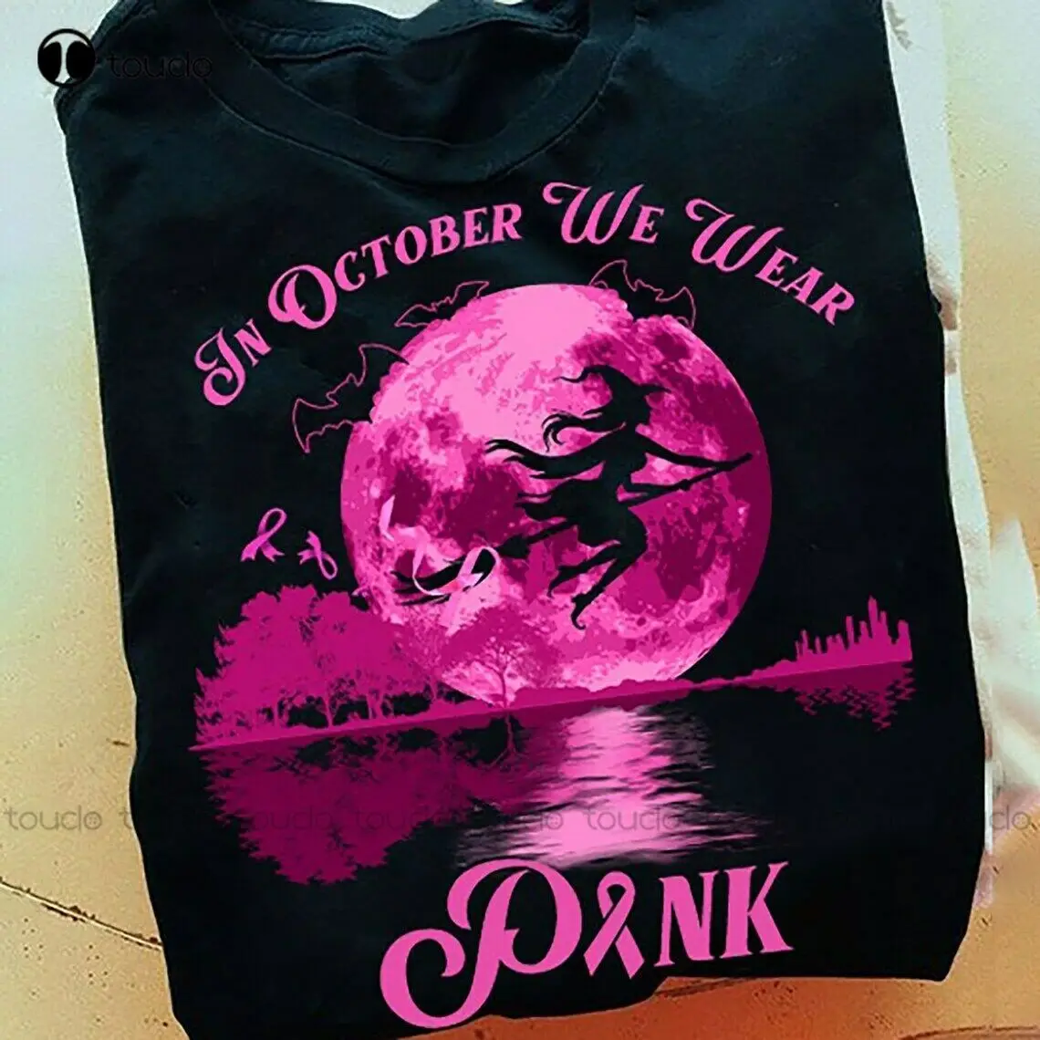 

In October We Wear Pink Breast Cancer Awareness Witch Halloween T-Shirt Tshirts Shirts For Men Custom Aldult Teen Unisex Xs-5Xl