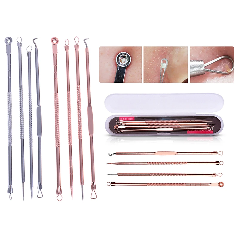 4PCS/Set Blackhead Extractor Dots Cleaner Acne Blemish Remover Needles Set Black Spots Pore Cleanser Tool