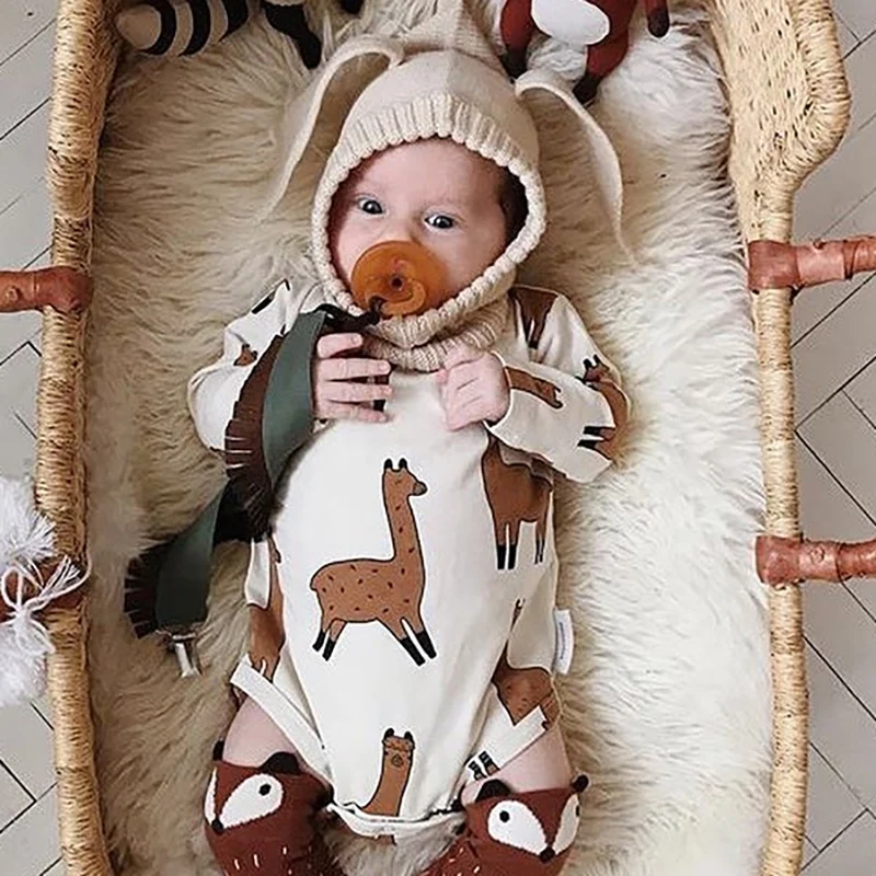 

TinyPeople 2020 Alpaca print baby Bodysuit Baby Boys onesie Girl jumpsuit newborn spring Autumn Cotton Long sleeve Baby Clothing