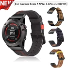 Ремешок для смарт-браслета Garmin Fenix 5, 5X, 6, 6X Pro, 3 часа, силиконовый, кожаный