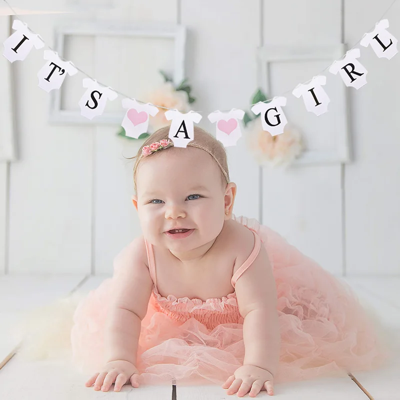 

1Set Pink Blue Theme Baby Boy Or Girl Ceiling Hanging Decor Baby Shower Gender Reveal Festival Party Decoration Bunting Banner