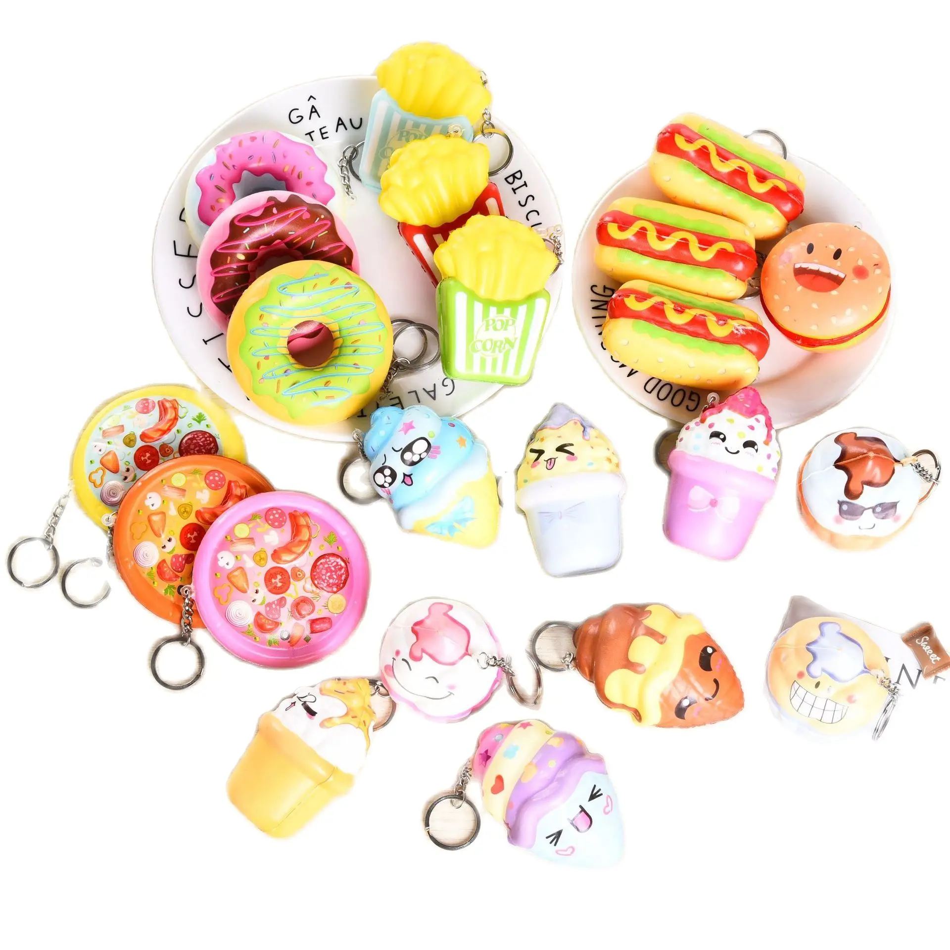 Имитация еды брелок с медленным отскоком подвеска пончик гамбургерами и