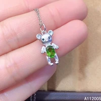 kjjeaxcmy fine jewelry 925 sterling silver inlaid natural gemstone diopside female miss girl woman pendant necklace chain