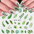 Переводная картинка для ногтей, 1 шт., с цветами, листьями, деревом, зеленая, простая, летняя, самодельная, слайдер для маникюра, нейл-арта, маникюр с использованием водяных знаков, Декор