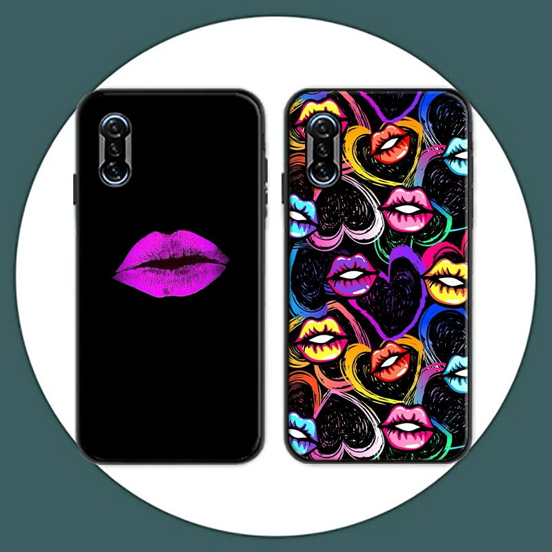 

Sexy Lips Phone Case For Xiaomi POCO X3 Pro F3 GT M3 X3 Pro X3 NFC Funda Coque Carcasa Cases Back Cover Soft TPU Color Painting