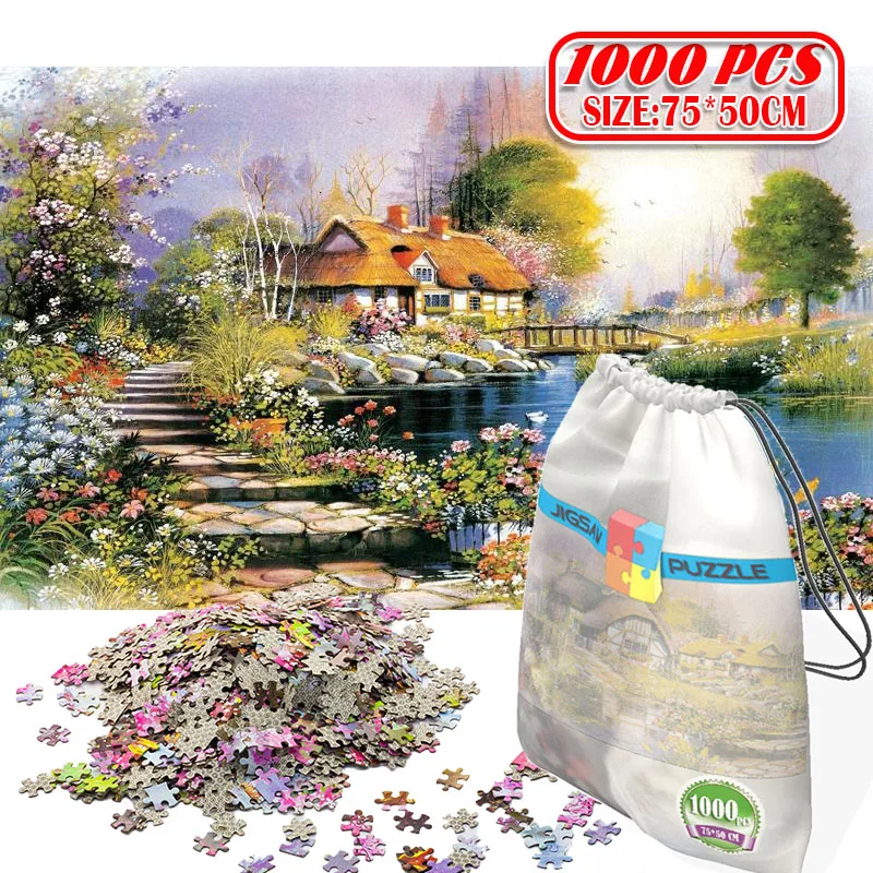 

1000 шт 3D бумажные Пазлы для детские игрушки для взрослых Пазлы деревянные развивающие игрушки декоративные наклейки идиллический пейзаж