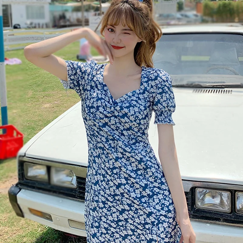

Women's Dresses Summer Short Sleeve Chiffon Dress Ladies Flora Elegant Dresses Women's Wear Loose Sweet Streetwear Women Dresses
