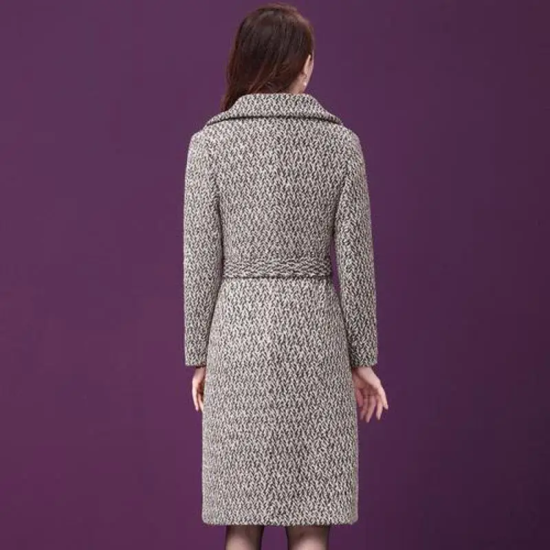 Женская винтажная шерстяная куртка с длинным рукавом двубортное пальто средней