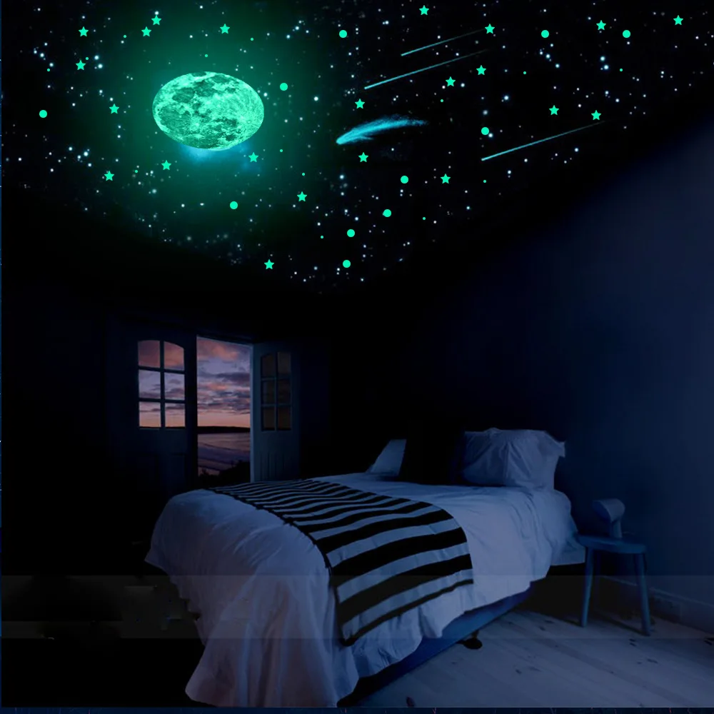 

239 Pcs Starry Sky Moon Glowing Stickers Set Home Decor Wall Glow In The Dark Stars Sticker Vinyl Bedroom Living Room Decoration
