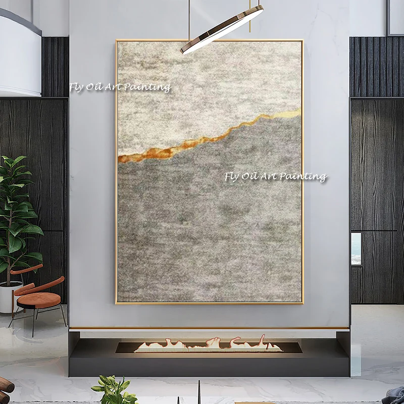 

Handmade beige white Painting Modern Hotel Decorative Painting Abstract Simple Mural Entrance American-Style Hanging Painting