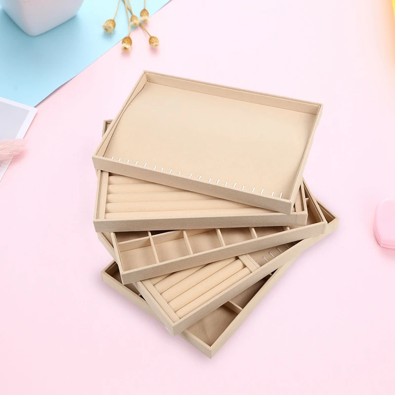 

5Pcs Beige Jewelry Box Jewelry Box Ring Earring Necklace Pendant Bracelet Wenwan Storage Display Plate