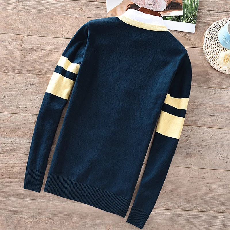 Хлопковый свитер мужской кардиган с длинными рукавами и вышивкой мужские