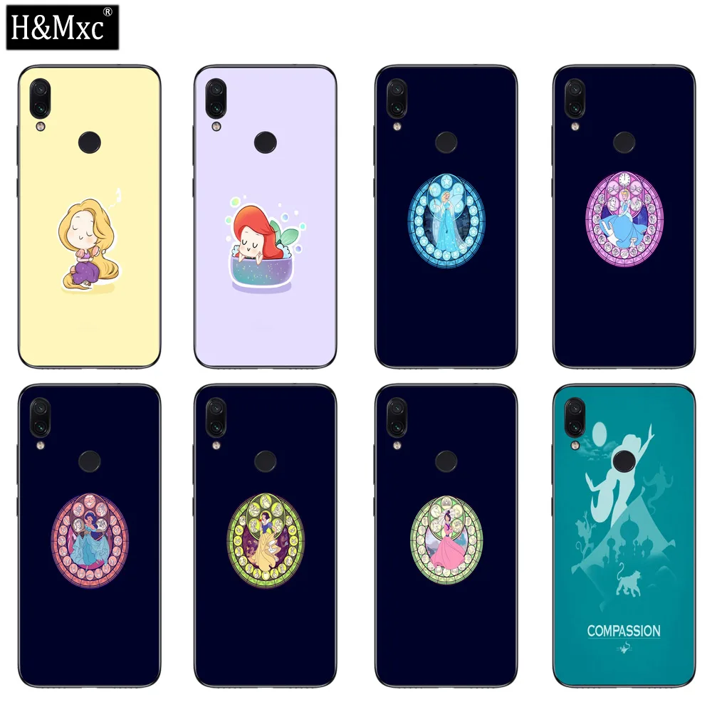 Красивый disney Princess 2 Чехол из закаленного стекла для телефона Redmi Note 6 задняя крышка
