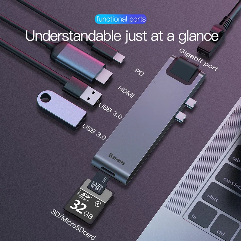 Baseus Thunderbolt 3 Dock USB Type C to HDMI HUB Adapter for MacBook Samsung Dex Galaxy S10/S9 USB-C Converter Thunderbolt HDMI